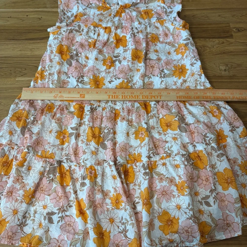 Lush Floral Dress Women’s Small Summer Dress 100% Cotton Orange Pink White - Picture 8 of 10